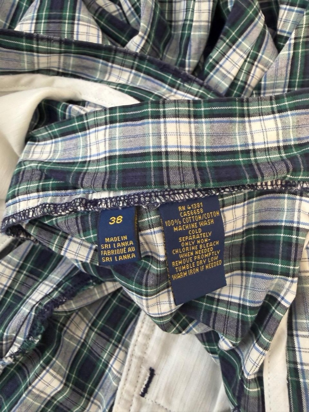 Ralph Lauren Green and White Plaid Flat Front Men’s Shorts - Picture 3 of 3